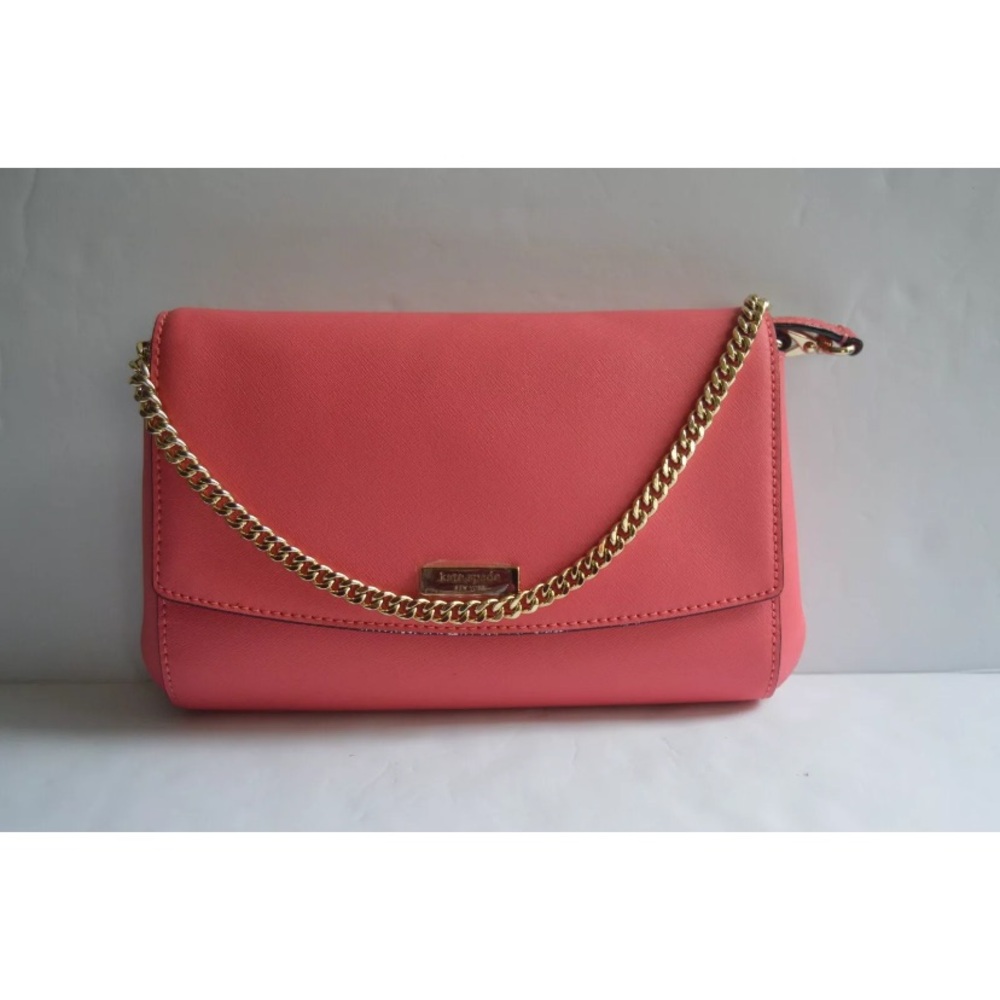 Kate Spade Crossbody Bag Laurel Way Pink Leather/Chain Link